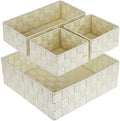 Posprica Woven Storage Baskets for Organizing, Small Black Baskets Cube Bin Container Tote Organizer Divider for Drawer, Closet, Shelf, Dresser, Set of 4(Beige) by Posprica