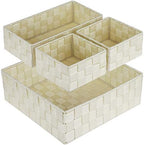 Posprica Woven Storage Baskets for Organizing, Small Black Baskets Cube Bin Container Tote Organizer Divider for Drawer, Closet, Shelf, Dresser, Set of 4(Beige) by Posprica