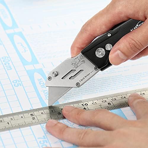 ALBATROSS UPK003 Folding Pocket Utility Knife,Quick Change Blades,Black Aluminum Handle, Blade Storage in Handle Design,5 Extra Blade Included, Used for Cartons, Cardboard and Boxes - Image 5