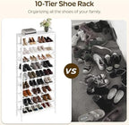 YATINEY 10 Tier Shoe Rack, Large Capacity Shoe Storage Organizer Holds 40 Pairs, Sturdy and Stable, for Entryway, Hallway, Closet, Dorm Room, White SS10WW - Image 4