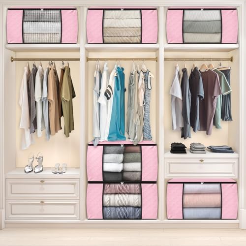 Fab totes 8 Pack Storage Bags for Clothes Blanket Storage Bins with Lids | Foldable Closet Organizers with Zippers,Window and Handles,Fabric Storage Bins for Sweater,Comforter,Bedding,Dorm essentials - Image 6