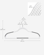 SONGMICS Plastic Clothes Hangers, Pack of 30, Space-Saving | 0.2 Inches Thick, 17.7 Inches Wide, 360° Swivel Hook, White and Dark Gray, BREANNA Collection UCRP050W03 - Image 6