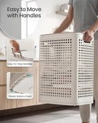 SONGMICS Laundry Hamper with Lid, 75 L Ventilated Basket, Cutout Handles - Image 5