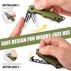 Folding Box Cutter Utility Knife, Green Aluminum, Pocket Clip + 5 Blades - Image 4