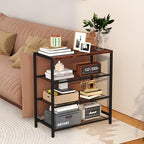Yusong Shoe Rack Organizer, 4 Tier Industrial Shoe Storage Shelf, Narrow Sturdy Metal Shoe Shelves for Closet Entryway, Rustic Brown - Image 2