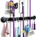 Magnetic Broom Holder Wall Mount - Heavy Duty Non-Slip Mop Hanger with 4 Hooks And 3 Rack, No Drill Tool Organizer for Refrigerator,Garage,Laundry Room (Black, 3Racks 4Hooks) by joaoxoko