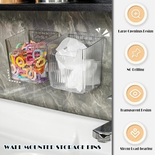 Lae Nuvole Clear Adhesive Wall Organizer Bins, Cabinet Door Storage, 4 Pack - Image 3