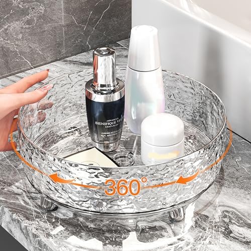 360 Rotating Makeup Organizer, Cosmetics Lazy Susan Spinning Skincare Storage for Vanity, Turntable Perfume Trays for Dresser Bathroom Countertop and Kitchen (Gray) - Image 2