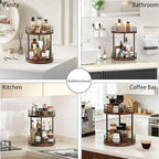 2-Tier Rotating Bathroom Countertop Organizer, Wooden Makeup Vanity Storage, Multifunctional Lazy Susan Turntable for Skincare, Perfume and Cosmetics (Brown) - Image 4