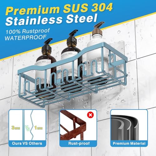 EUDELE Shower Caddy 2 Pack, Adhesive Shower Organizer for Home Decor & Kitchen Organizers, No Drilling, Rustproof Stainless Steel Bathroom Shelves - Image 5