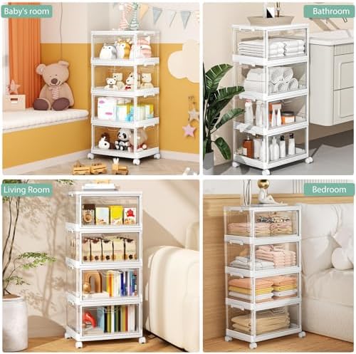 Kmiectse Clear Storage Bins with Lids - 4 Tier 23qt Plastic Stackable Bins - Image 5