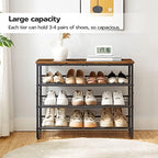 HOOBRO Shoe Rack, 4 Tier Shoe Organizer for Front Door Entrance, Shoe Shelf with Adjustable Tilt Angle, Holds 12-16 Pairs, for Entryway, Garage, Closet, Rustic Brown and Black BF09XJ01 - Image 5