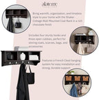 Shaker Cottage Wall-Mounted Coat Rack with 3 Storage Cubbies and Hooks – Hanging Wall Organizer for Entryway, Mudroom, or Hallway, Space-Saving Wall Shelf, 36" W x 9" D x 14" H (Chocolate Finish) - Image 4