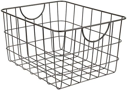 Spectrum Utility Steel Wire Storage Basket for Kitchen Pantry Organization & Closet Shelves with Easy Grip Handles, Durable Metal Basket Organizer with Open Design for Easy Viewing, Industrial Gray by Unknown