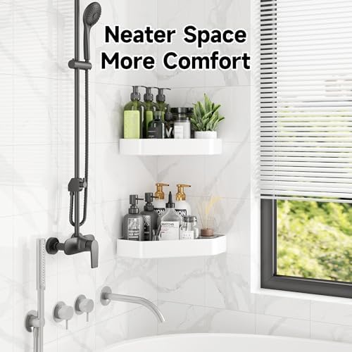 Veken Aluminum Corner Shower Caddy 4-Pack, Never Rust&Large Capacity, White - Image 6