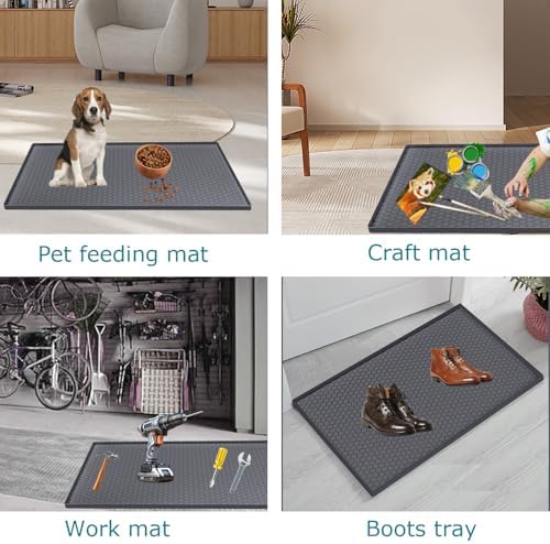 Under Sink Mat 34 x 22 for Kitchen Waterproof, Silicone Under Sink Liner Mat for Bottom of Kitchen Sink, Easy to Clean Bathroom Cabinet Mat Organizers and Storage, Grey - Image 5