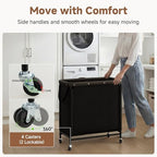 StorageWorks 3 Section Laundry Hamper, 120L Black Sorter Cart with Wheels - Image 2