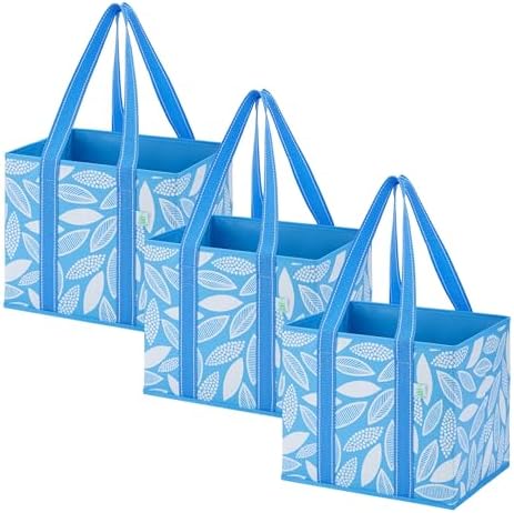 VENO 3 Pack Heavy Duty Reusable Grocery Shopping Bags Utility Tote by Veno
