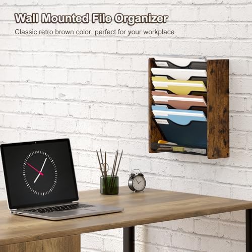 Wall File Organizer,6 Tier Mesh Mail Organizer Wall Mounted,Hanging File Holder,Magazine Rack for Documents,Magazine,Literature,File,Mails,Envelopes - Image 2