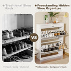 FTZxHKLX Shoe Cabinet, Hidden Shoe Storage Cabinet with 2 Flip Drawers - Image 4