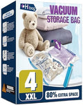 XXL Jumbo Vacuum Seal Storage Bags Extra Large for Clothing Bedding | 47''X35'', Airtight Triple Seal, Save 80% Space, Hand Pump, Work with Vacuum, Double Zip, Reusable, Easy to Use, 4 pack by HIBAG