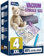 XXL Jumbo Vacuum Seal Storage Bags Extra Large for Clothing Bedding | 47''X35'', Airtight Triple Seal, Save 80% Space, Hand Pump, Work with Vacuum, Double Zip, Reusable, Easy to Use, 4 pack by HIBAG