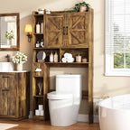 Vabches Over The Toilet Storage Cabinet with 2 Barn Doors, Rustic Brown - Image 5