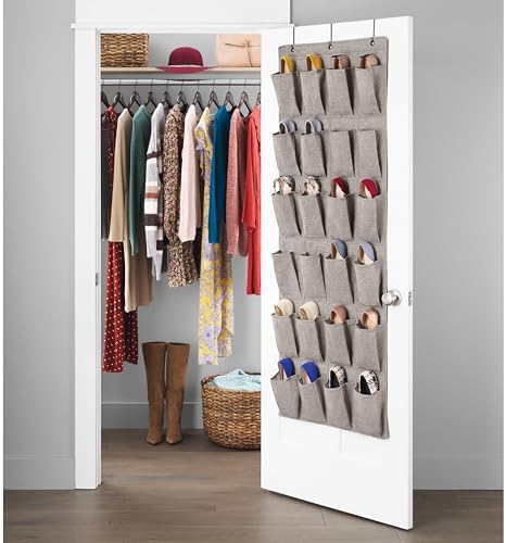 Whitmor Over the Door Shoe Organizer - 20 Section - Black Herringbone by Whitmor