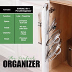 Evelots 2-in-1 Pot Lid Organizer with Towel Holder - 2 Pack, 3-Tier Cabinet Door Rack - Space-Saving Kitchen Organizer for Glass or Metal Pan Lids & Towels - Over the Door Design - Chrome - Image 6