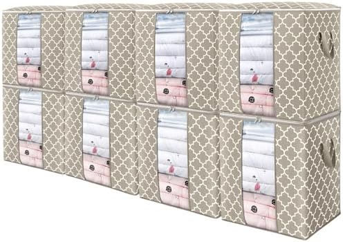 Storage Bags 8 Pack 100L Clothes Organization and Storage Containers | Large Blanket for Comforters,Bedding, Foldable Organizer with Reinforced Handle, Clear Window, Sturdy Zippers by WiseLife