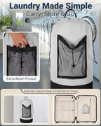 Laundry Bag with Shoulder Straps and Mesh Pocket Laundry Backpack Large Portable Laundry Hamper for College Laundromat Apartment - Image 3