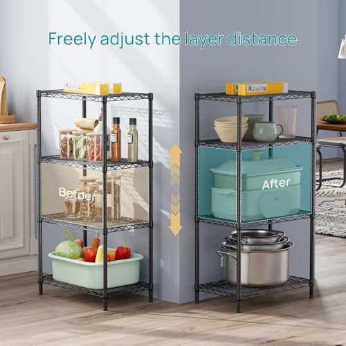SINGAYE 4 Metal Shelves Wire Shelving Storage Shelf Adjustable Unit Pantry - Image 5