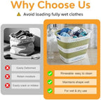 2 Pcs 42L/11.2 Gal Collapsible Laundry Basket - Foldable Plastic Pop Up Hamper with Handles, Space-Saving Storage Organizer for Wet & Dry Clothes, Ideal for Home, Dorm and Apartment Use Green - Image 6