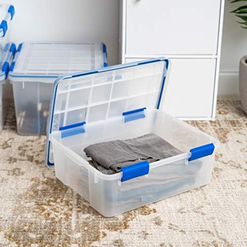 IRIS USA 4-Pack 26.5/44 Combo Qt Storage Bins with Gasket Lids, Clear/Blue - Image 3