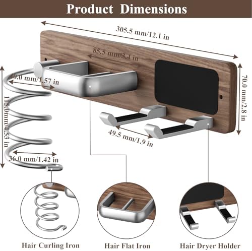 Tindbea Hair Dryer Holder Wall Mount Aluminum Alloy Hot Tools Organizer - Image 3