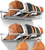 KEETDY Metal Hat Racks for Baseball Caps Wall Hat Organizer Fit 48 Caps Holder, 2 Packs Sturdy Wall Mounted Snapback Storage Organizer, Silver by KEETDY