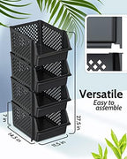 Skywin Stackable Storage Bins Open Front for Pantry Storage, 4 Pack - Black - Image 2