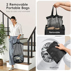 150L Double Laundry Hamper With Lid, Large Clothes Hampers with Removable Bag, Laundry Hamper 2 Section for Bathroom, Bedroom, Laundry Room, Dorm, Black - Image 5