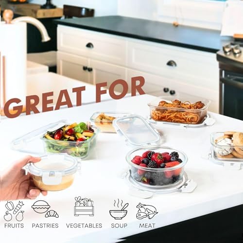 Razab 30 PC Glass Food Storage Containers with Lids - Reusable Glass Meal Prep Containers for Lunch and Leftovers - Airtight & Leakproof Snap Locking Lids - Oven, Freezer, Microwave, Dishwasher Safe - Image 4