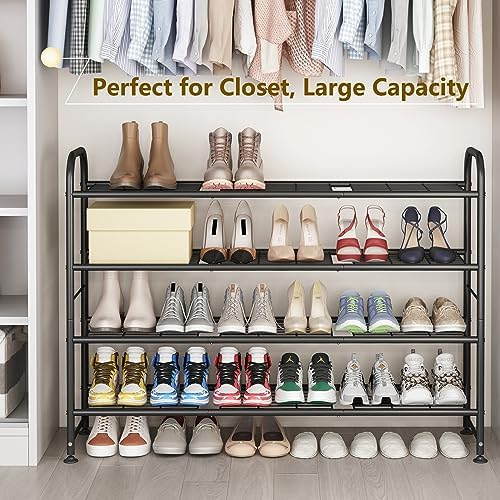 LINZINAR 4 Tier Long Shoe Rack for Closet Metal Shoe Organizer for Entryway - Image 2