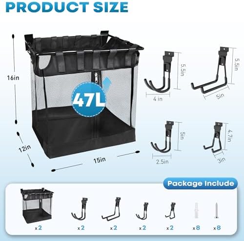 10 Pcs Slatwall Baskets Kit, Slatwall Mesh Storage Baskets with Hooks - Image 2