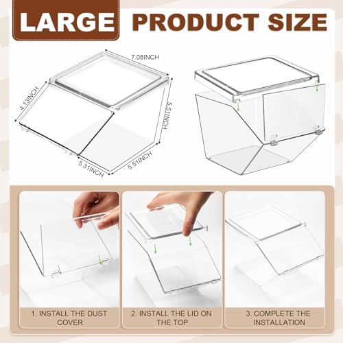 Yerliker 4 Pcs Clear Plastic Storage Bins with Lids Stackable Pantry Storage Organizer Kitchen Cabinet Organizers Ideal Containers for Coffee Pod Tea Sugar Bag Cabinet Home (Extra Large) - Image 2