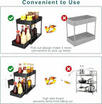 Under Sink Organizer 2 Pack,2 Tier Slide Out Storage for Kitchen Bathroom - Image 4