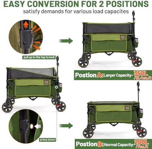 Timber Ridge Collapsible Folding Wagon 350L Extra Large with Brake - Image 7
