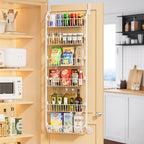 Delamu Over the Door Pantry Organizer, 6-Tier Pantry Organizers and Storage, Metal Cabinet Door Organizer, Hanging Spice Rack Shelves for Home & Kitchen, D5 x W18 x H50 inch, White by DELAMU