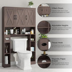 Vabches Over The Toilet Storage Cabinet with 3 Barn Doors.Espresso - Image 3