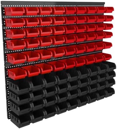 ‌90PCS Wall Mount Storage Bins Organizer - Adjustable Plastic Compartments for Screws/Nuts/Bolts／hardware, Perfect for Garage & Workshop Tool Organization by Unknown