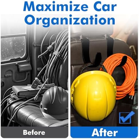 Travel Depot XL Hard Hat Holder for Truck, Heavy-Duty Headrest Hooks, Seat Back Organizer for Hard Hats, Bags & Gear, Universal Truck & Car Headrest Organizer, 2-Pack - Image 4