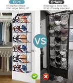 AOODA Clear Over The Door Hat Racks for Baseball Caps, Large Holds up to 72 Caps Hat Storage Organizer for Closet Wall, Deep Pockets Hanging Hat Holder with 3 Hooks, Black - Image 2