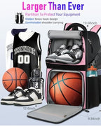 LOINTET Basketball Bag Backpack with Ball Holder Shoes Compartment, Large Basketball Accessories Sports Bag - Image 3